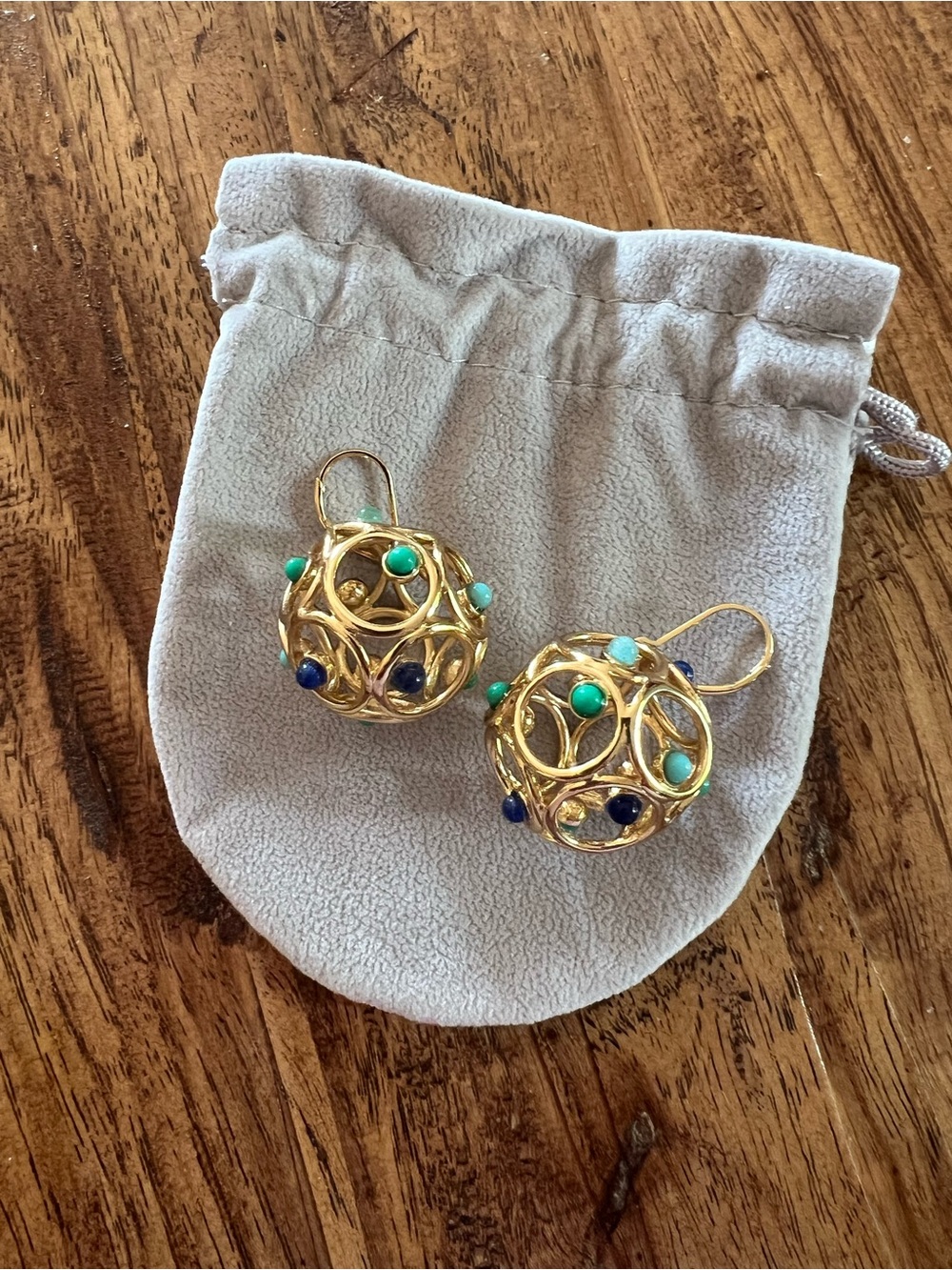 Gold-Tone Multi-Stone Sphere Drop Earrings - Turquoise & Navy
Vintage Kate Spade - Picture 2 of 6